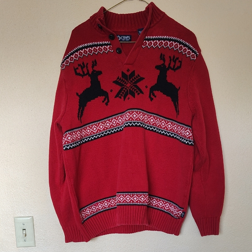 Chaps Red Reindeer Sweater for Men